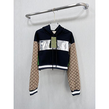 Gucci Knitted Cotton Hooded Sweatershit Black Brown