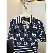 Gucci GG Cotton Jacquard Polo Dress Navy Blue - 4