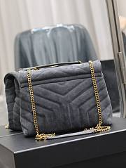 YSL Loulou Small Chain Bag Suede Grey Gold 25x17x9cm - 4