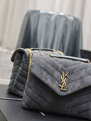 YSL Loulou Small Chain Bag Suede Grey Gold 25x17x9cm - 2