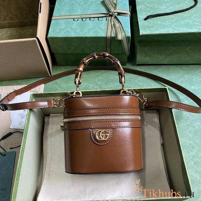 Gucci Mini Bamboo Shoulder Bag Brown 15.5x13.5x4cm - 1