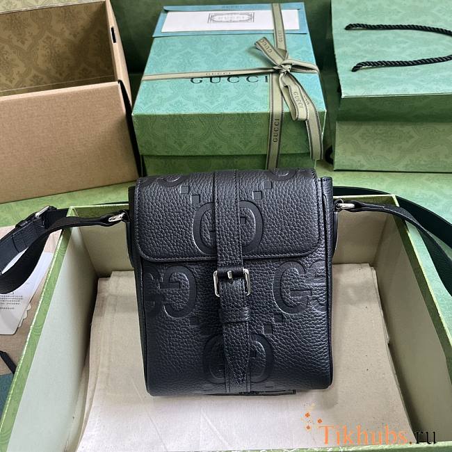 Gucci Jumbo GG Small Messenger Bag Black 18.5x14.5x4.5cm - 1