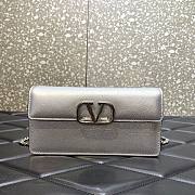 Valentino Garavani Small Leather Chain Wallet Silver 20x5.5x10cm - 1