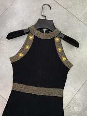 Balmain Knitted Midi Dress With Buttons and Lurex Trims - 3