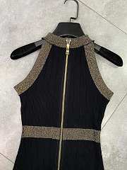 Balmain Knitted Midi Dress With Buttons and Lurex Trims - 5