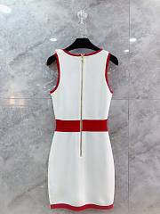 Balmain Red-trimmed Metal Buckle Clasp Slim Knit Dress Woman - 2