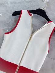 Balmain Red-trimmed Metal Buckle Clasp Slim Knit Dress Woman - 5