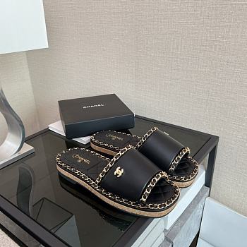 Chanel Black & Gold Chain Mules