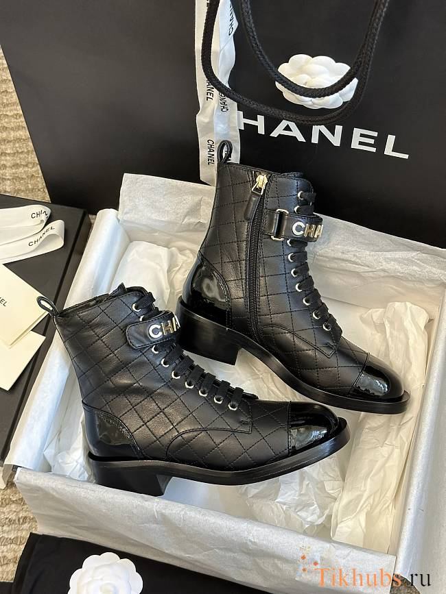 Chanel Black Leather Adventure Boots - 1