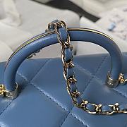 Chanel Mini Box Bag Shiny Calfskin Gold Blue 10.5x17x8cm - 4