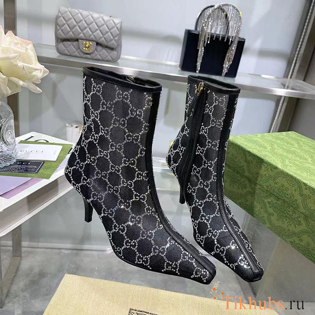 Gucci Women's GG Mid-Heel Black Boot 7cm - 1