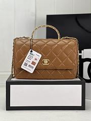 Chanel Small Flap Bag Top Handle Brown 22x21x6.5cm - 1