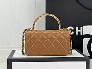 Chanel Mini Flap Bag Top Handle Brown 17x3.9x6.8cm - 5