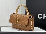 Chanel Mini Flap Bag Top Handle Brown 17x3.9x6.8cm - 4