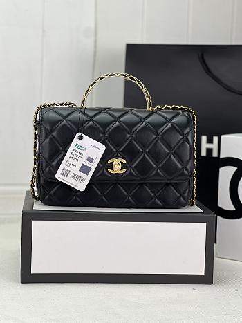 Chanel Small Flap Bag Top Handle Black 22x21x6.5cm