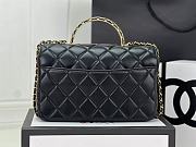 Chanel Small Flap Bag Top Handle Black 22x21x6.5cm - 5