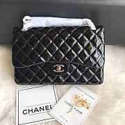 Chanel Jumbo Flap Bag Black Patent Silver 30cm - 1