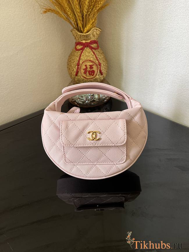 Chanel Pink Pouch Caviar Gold 16x16x5.5cm - 1