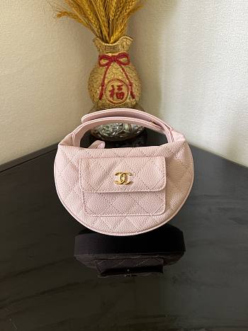 Chanel Pink Pouch Caviar Gold 16x16x5.5cm