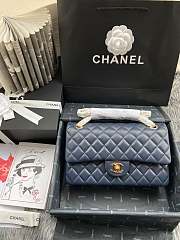 Chanel Medium Flap Bag Navy Blue Lambskin Gold 25cm - 1