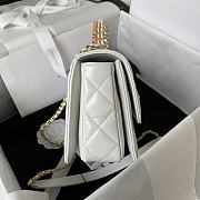 Chanel Mini Flap Bag With Top Handle White Gold 20x14x7.5cm - 6