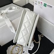 Chanel Mini Flap Bag With Top Handle White Gold 20x14x7.5cm - 4