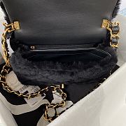 Chanel Flap Bag Top Handle Shearling Black 18x23x9cm - 2