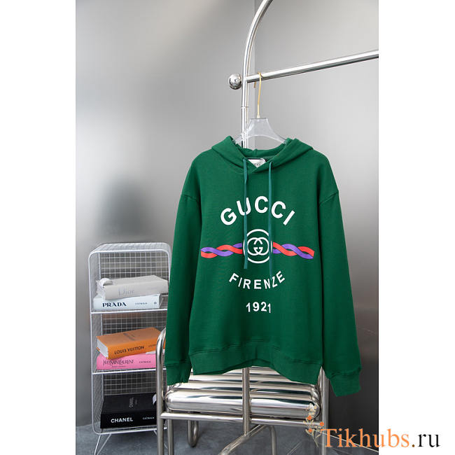 Gucci G-lock Lace Hooded Sweatshirt Green - 1