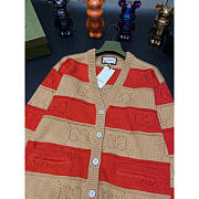 Gucci Wool GG Striped Cardigan Brown/Red - 3