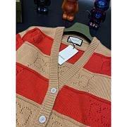 Gucci Wool GG Striped Cardigan Brown/Red - 4