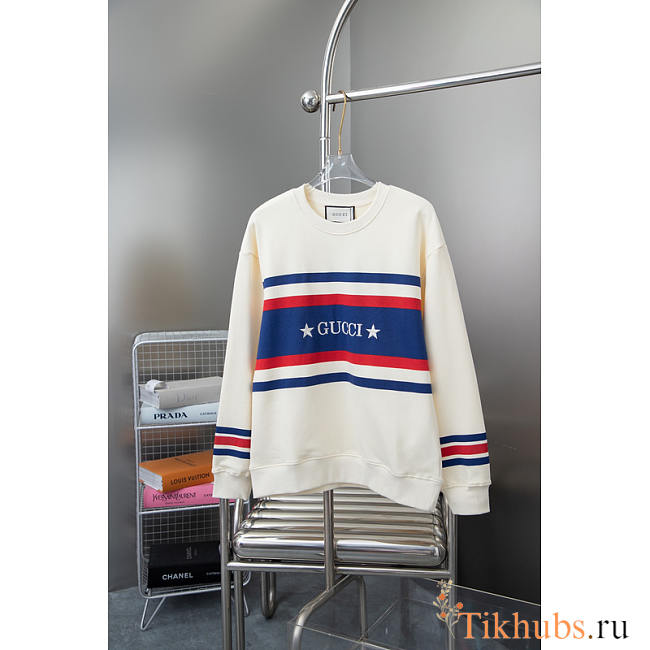 Gucci Knitted Nitted Cotton Sweatershirt With Embroidery White - 1