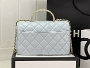 Chanel Small Flap Bag Top Handle Blue 22x21x6.5cm - 6