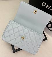 Chanel Small Flap Bag Top Handle Blue 22x21x6.5cm - 5