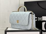 Chanel Small Flap Bag Top Handle Blue 22x21x6.5cm - 2