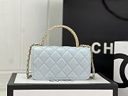 Chanel Mini Flap Bag Top Handle Blue 17x3.9x6.8cm - 5