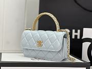 Chanel Mini Flap Bag Top Handle Blue 17x3.9x6.8cm - 2