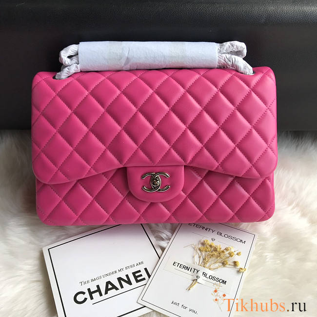 Chanel Bag Jumbo Double Flap Quilted Hot Pink Fuchsia Silver 30cm - 1