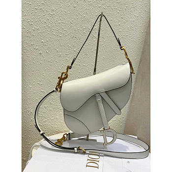 Dior Saddle Bag With Strap White 25.5 x 20 x 6.5 cm