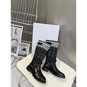 Dior D-Major Boot Calfskin With Cannage Tweed Black - 2