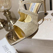 Jimmy Choo Choo Anise 95 Glitter Sandals Ice White Gold - 3