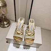 Jimmy Choo Choo Anise 95 Glitter Sandals Ice White Gold - 2