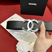 Chanel Silver CC Leather Belt Black - 5