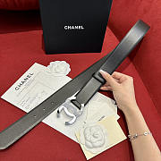 Chanel Silver CC Leather Belt Black - 3