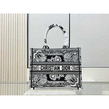 Dior Medium Book Tote Black and White Butterfly 36 x 27.5 x 16.5 cm