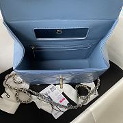 Chanel Small Box Bag Shiny Calfskin Gold Blue 13.5x19x8cm - 6