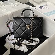 Chanel Small Box Bag Shiny Calfskin Gold Black 13.5x19x8cm - 1
