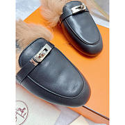 Hermes Fur Loafers Silver Black - 4