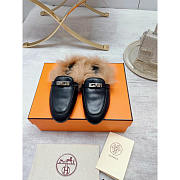 Hermes Fur Loafers Silver Black - 3