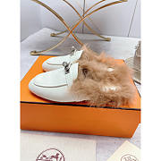 Hermes Fur Loafers Silver White - 2