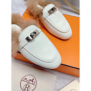 Hermes Fur Loafers Silver White - 3